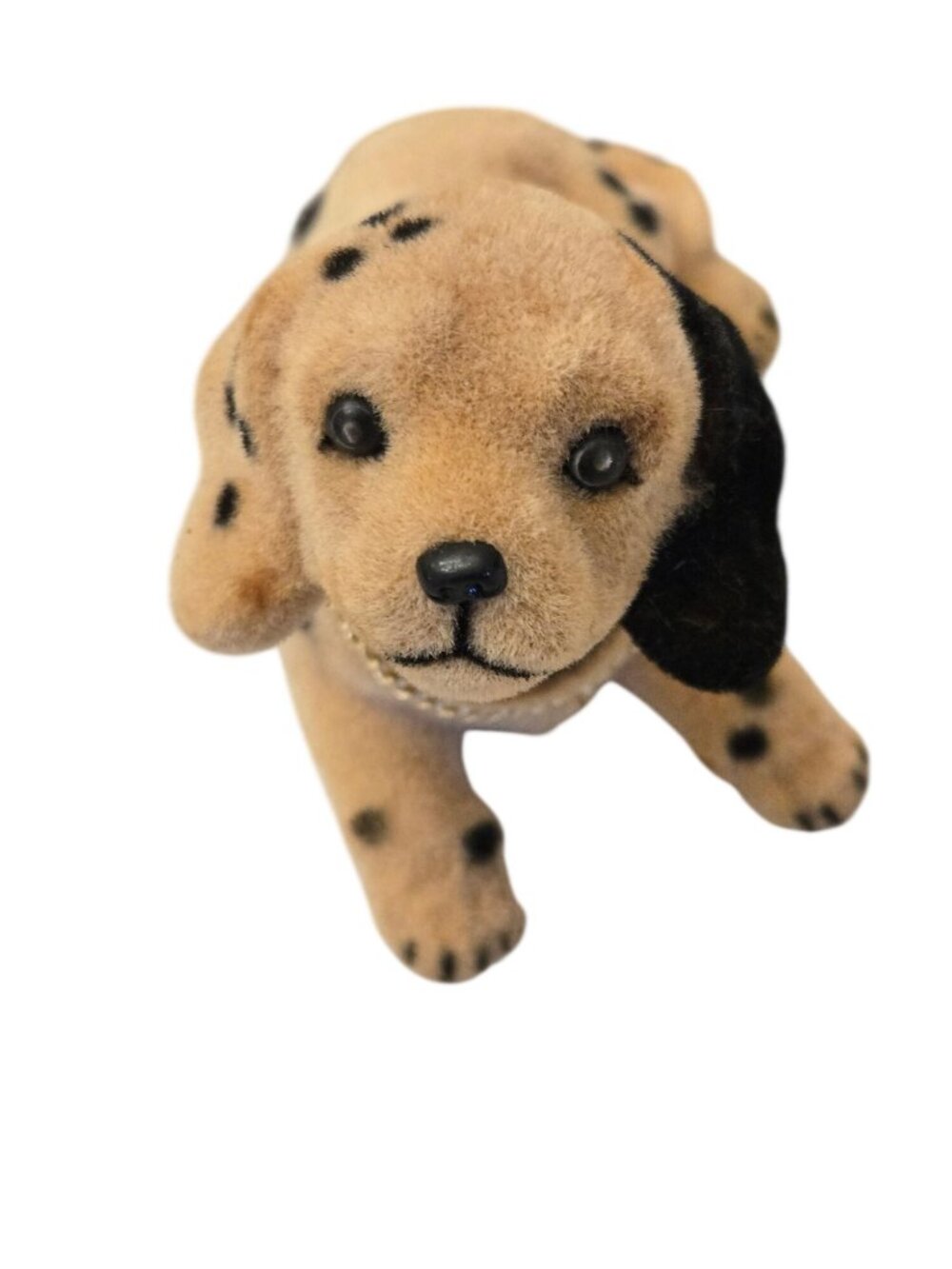 Vintage Flocked Puppy Figurine Bobble Nodder Head Gold Chain Necklace Dalmation